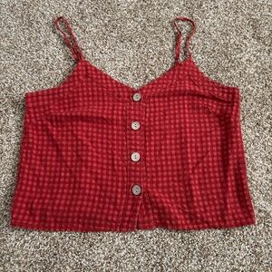 Indigo Rising || Red Gingham Button Front Tank Size XL